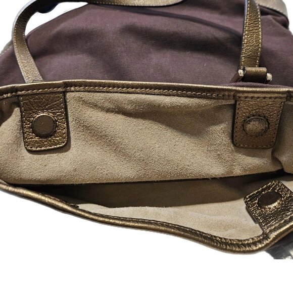Anya Hindmarch -RARE- WHAM Brown Canvas & Metallic Bronze Leather Tote Bag VGUC - Picture 9 of 12